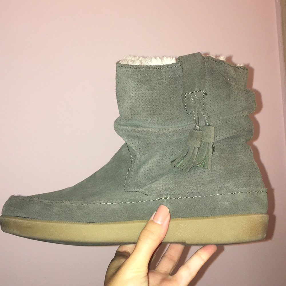 Fuzzy inside gray boots